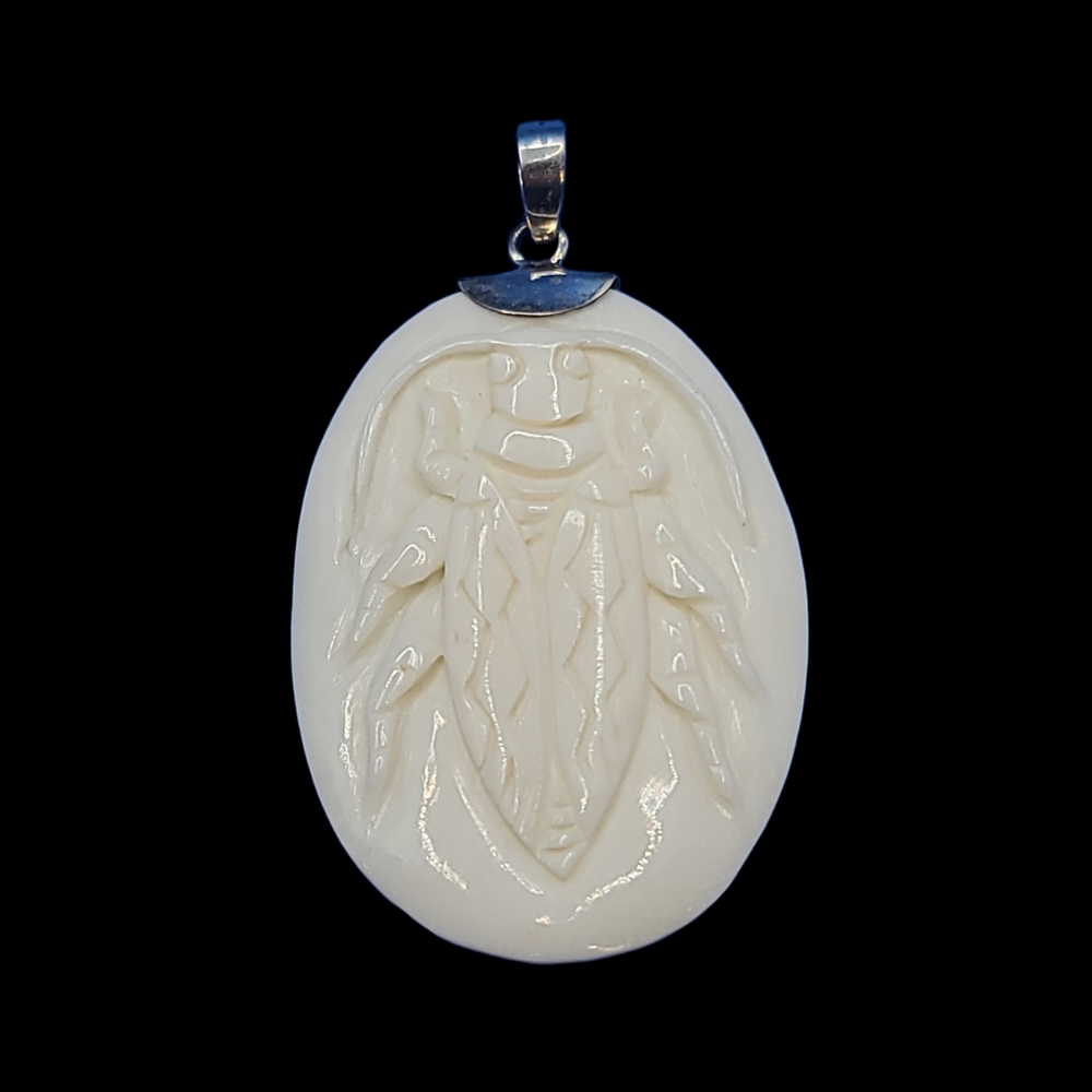 NWT Bali Goddess Carved Beetle Pendant in Sterling Silver